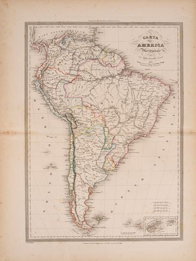 Atlante universale di geografia antica e moderna (Maggi e Cassella), Carta dell’America meridiona...