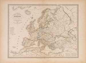 General map of Europe divided into its main states according to the latest Peace Treaties