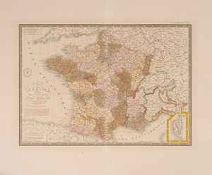 Carte de la France en 1789 indiquant les divisions comparatives des Anciennes Provinces et des Departemens actuels