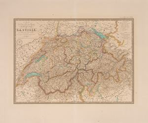 Carte phisique et routiere des vings-deux cantons de la Suisse