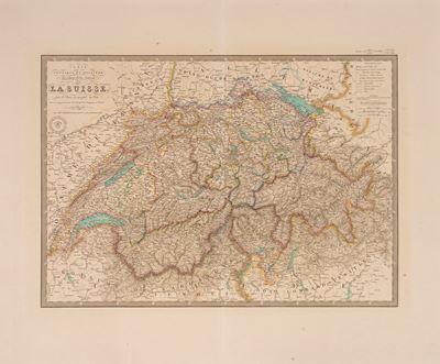 Carta geografica, Carte phisique et routiere des vings-deux cantons de la Suisse (1839)