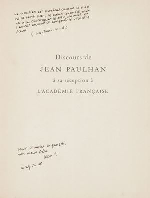 Discours à sa réception à l'Académie Française