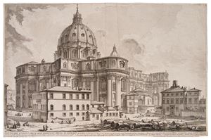 Veduta dell'esterno della gran Basilica di San Pietro in Vaticano