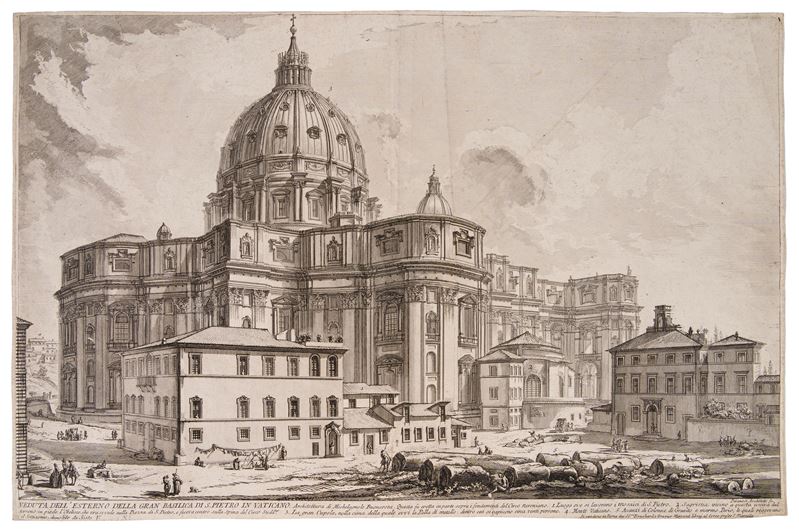 Veduta dell'esterno della gran Basilica di San Pietro in Vaticano