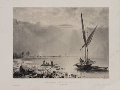 Paesaggio svizzero, litografia (sec. XIX)