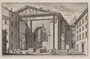 Avanzi del Portico edificato da Augusto in onore di Ottavia sua Sorella, situato avanti la Chiesa di S. Angelo in Pescheria