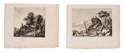 Viaggi in Italia (coppia di acqueforti, sec. XVIII)