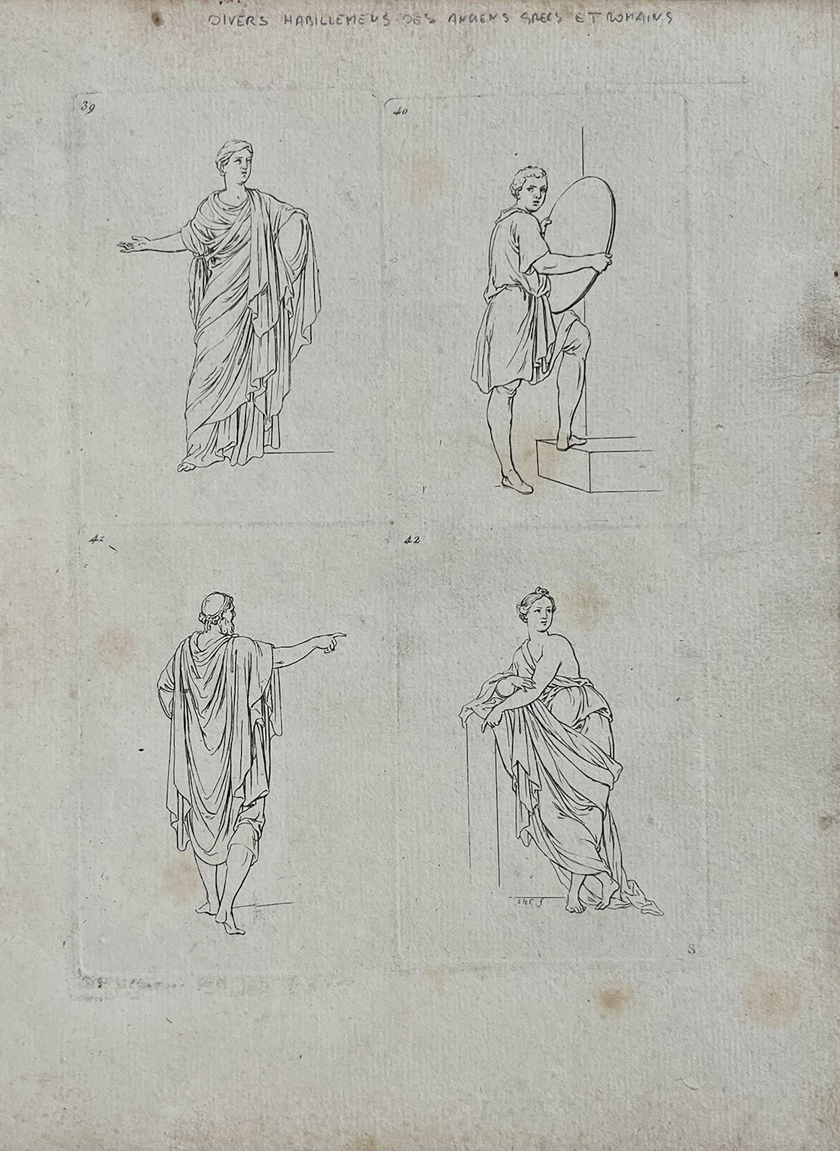 Sebastien le Clerc - Coppia di acqueforti antichi con costumi di Roma