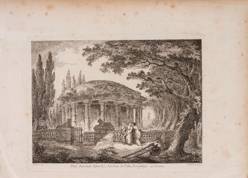Vue Dessinee Dans Les Jardins De Villa Borghese A Rome