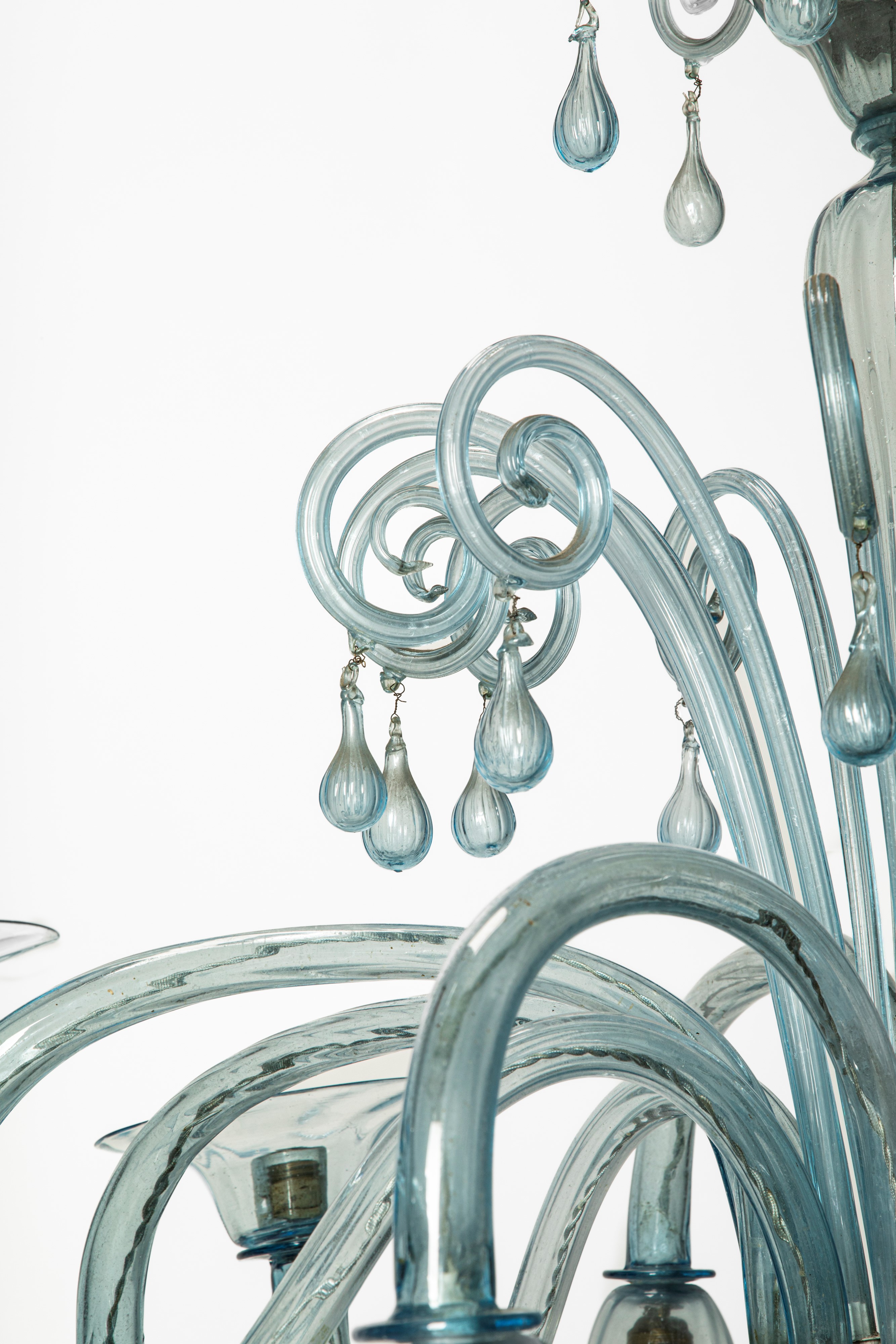 Lampadario in vetro soffiato e metallo, M.V.M. Cappellin & C., Murano