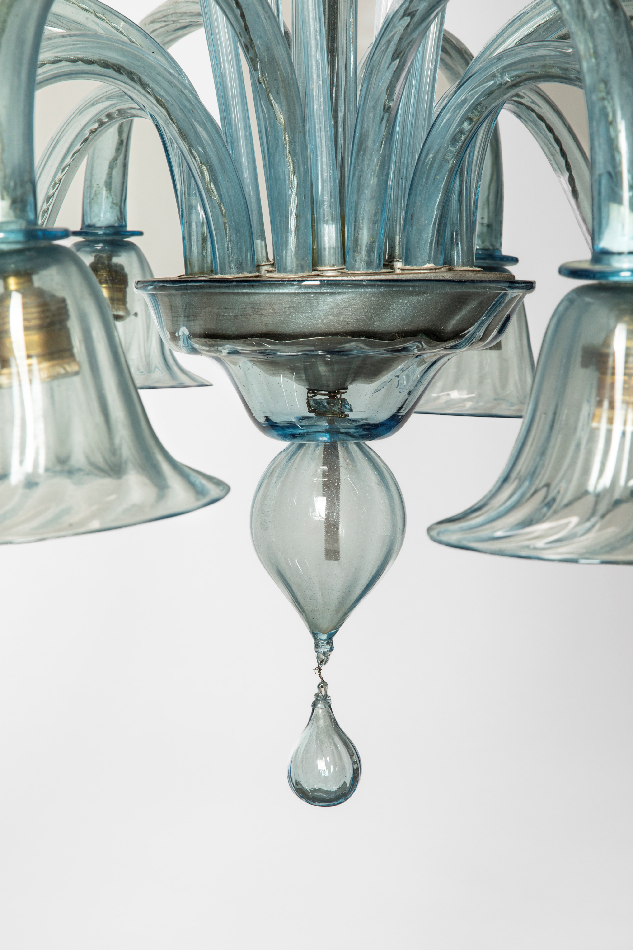 Lampadario in vetro soffiato e metallo, M.V.M. Cappellin & C., Murano