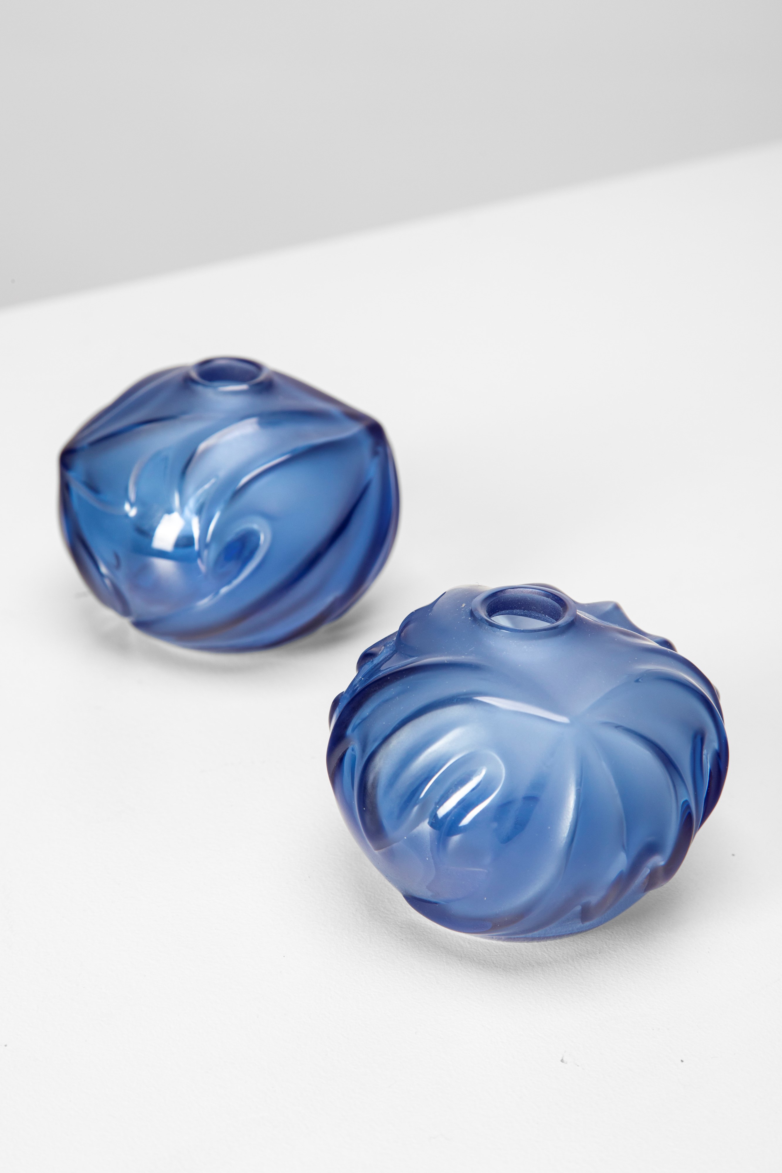 Marie-claude Lalique - Coppia di vasetti soliflores in vetro