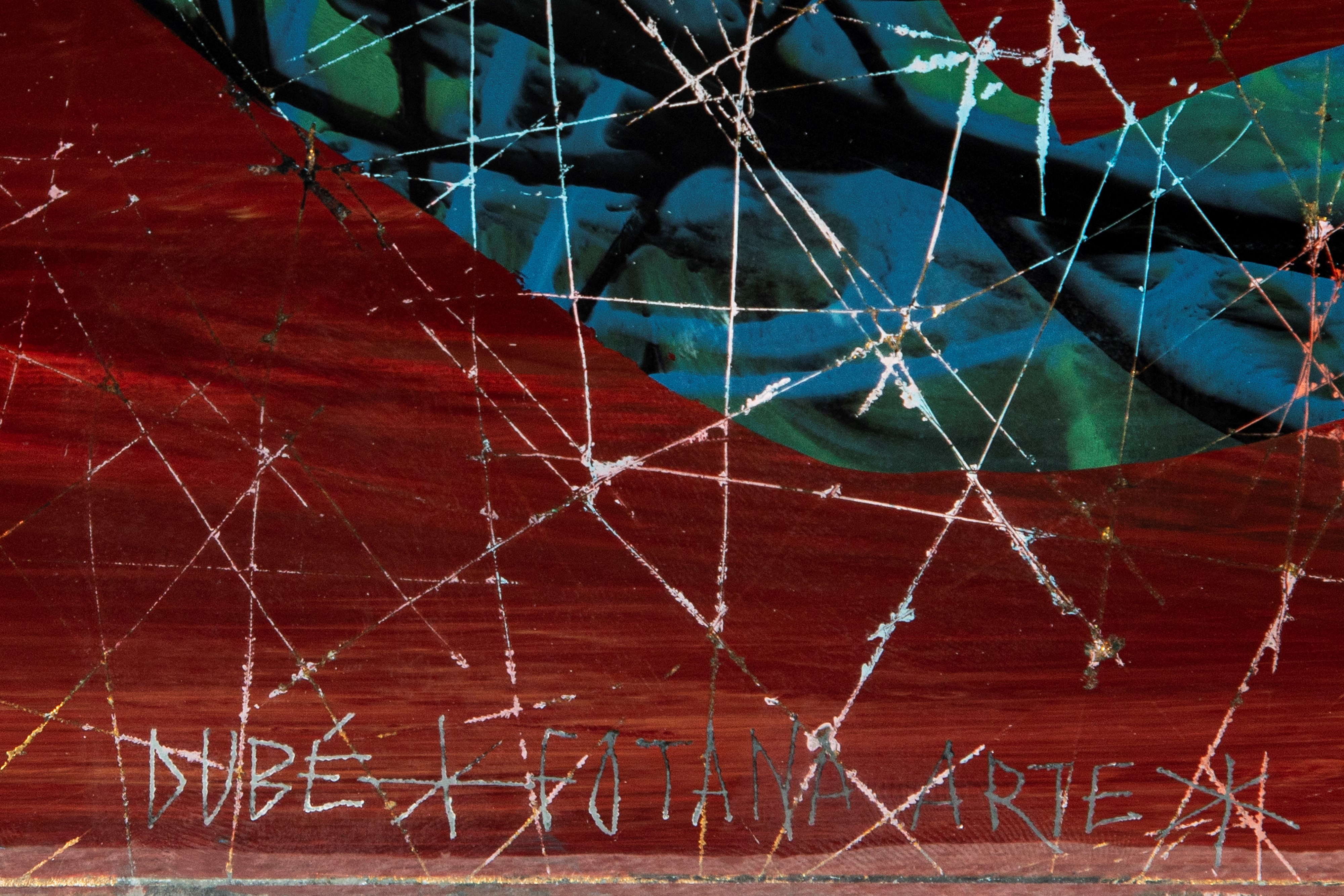 Duilio Bernabè Detto 'dubè' - Duilio Bernabè detto “Dubè”, Tavolo basso in vetro dipinto curvato ...
