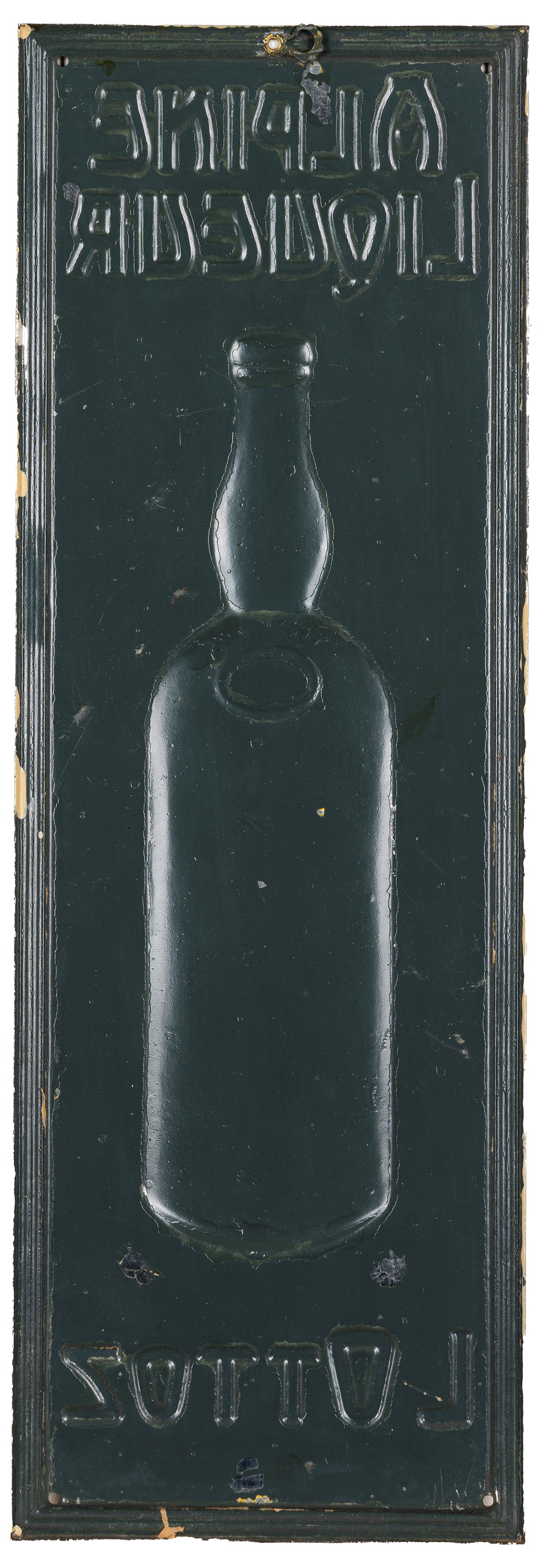 METALGRAF, Tabella in latta litografata per “ALPINE LIQUEUR” della L. OTTOZ (Aosta)