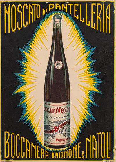 Locandina pubblicitaria, Moscato Vecchio, cromolitografia su cartone