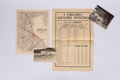 Documenti del “I° Circuito dell’Agro Pontino” e del “IV Raduno del Littorio”, 1937