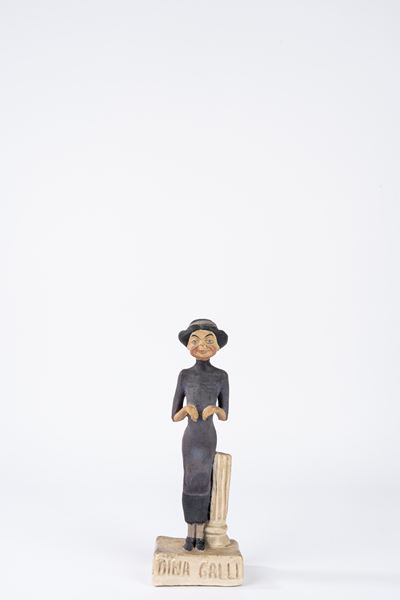 Statuetta caricaturale in gesso dipinta a mano, inizi '900