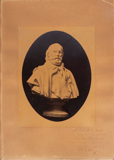 Giuseppe Garibaldi, Dedicazione fotografica di busto marmoreo (albumina su cartone)