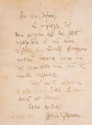 D'Annunzio, Gabriele (Pescara, 12 marzo 1863 &ndash; Gardone Riviera, 1&ordm; marzo 1938)