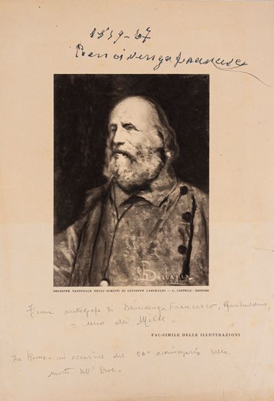 “Uno dei Mille” – stampa fotografica con firma autografa di Bencivenga Francesco (1932)