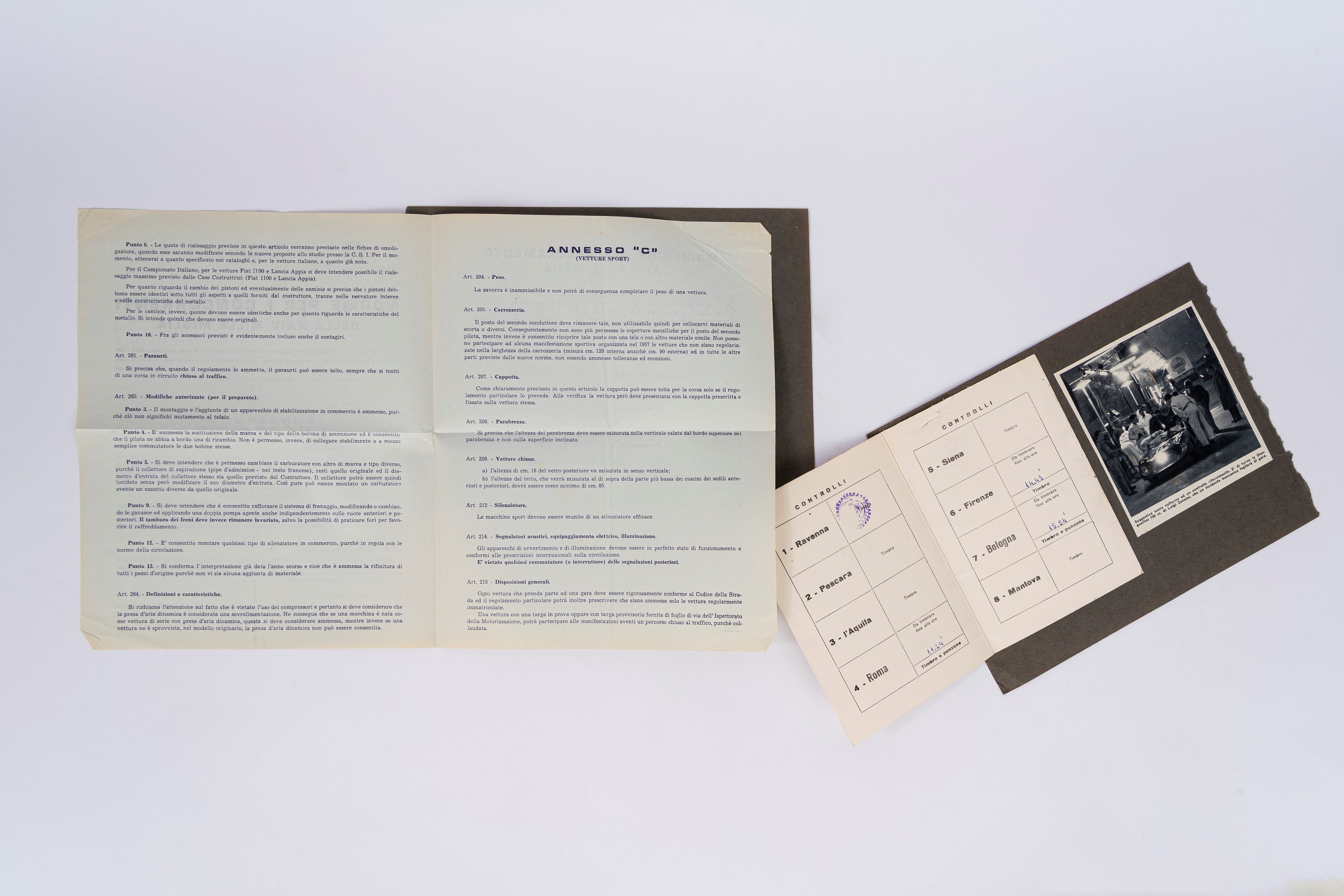 Luigi Zannini, XXIV Edizione della Mille Miglia (11–12 marzo 1957) – tessera identificativa, “Nor...