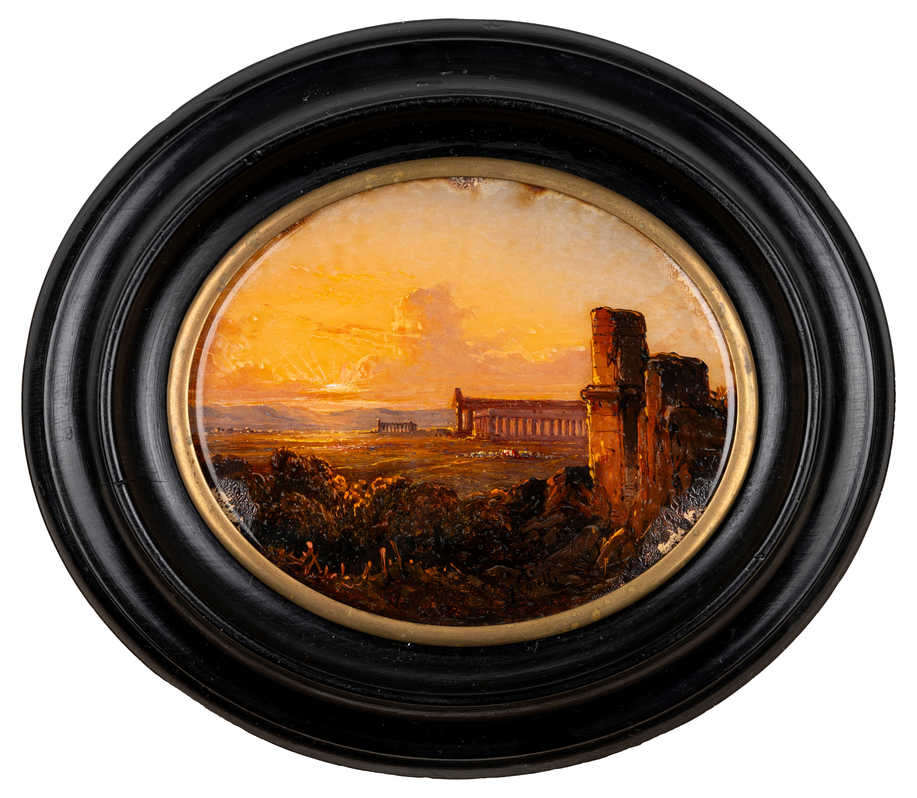 Consalvo Carelli - Paestum, il tramonto sui templi