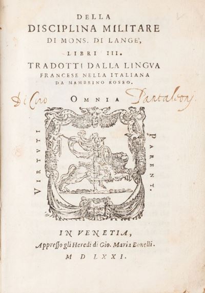 Della Disciplina Militare di Mons. di Langè, Libri III. Tradotti dalla Lingua Francese nella Ital...