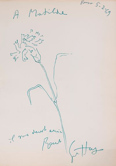 Garofano, pennafeltro verde su carta (1969)