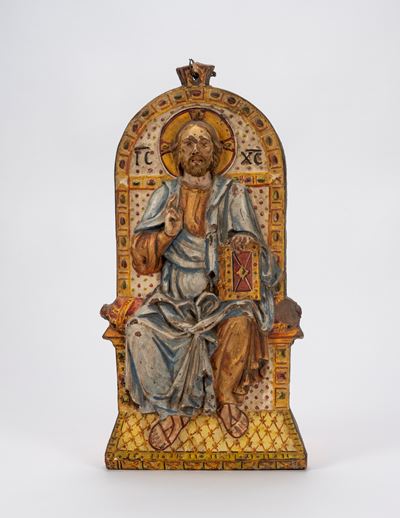 Cristo Pantocratore, Rilievo in Terracotta Policroma, Secolo XIX/XX