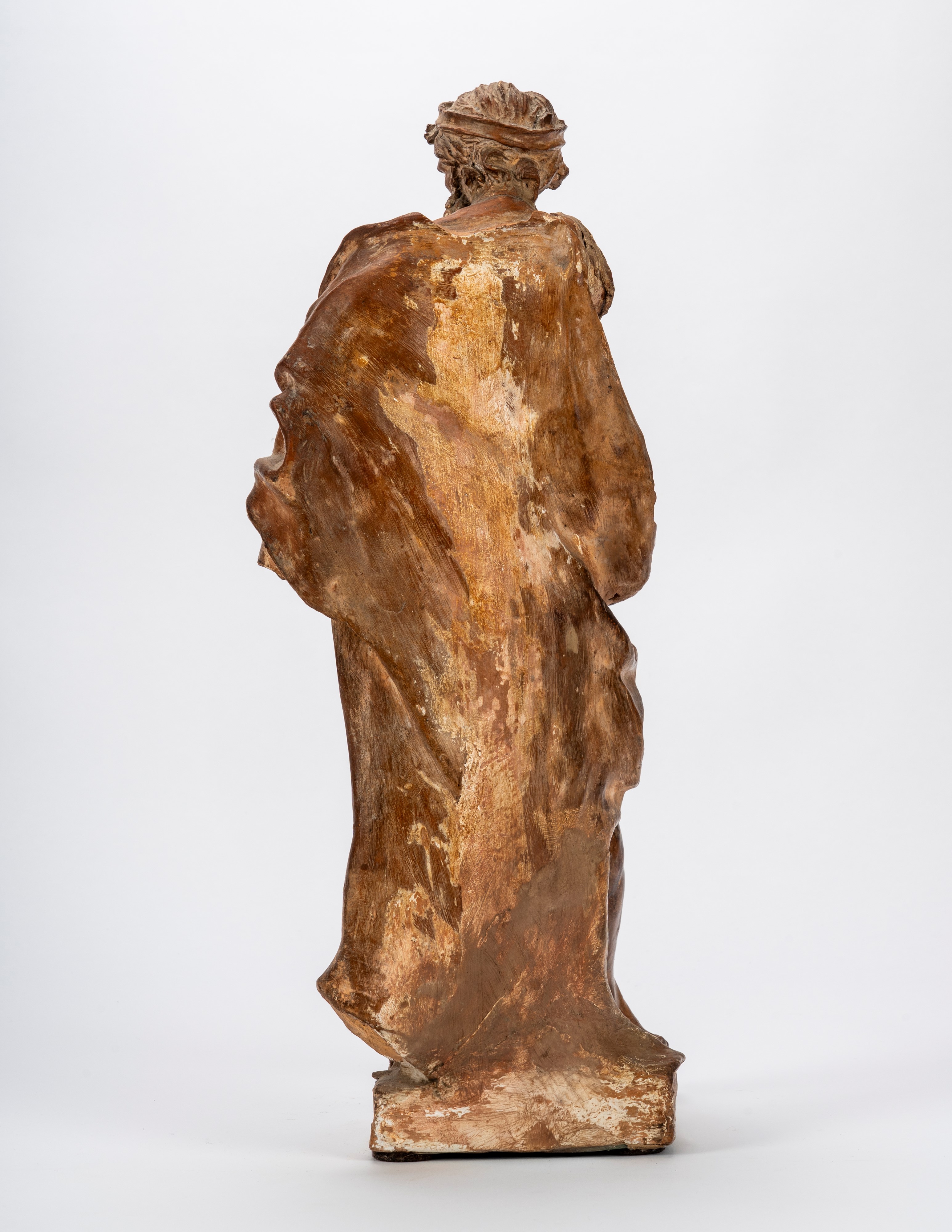 Possibile Veneto (sec. XVII-XVIII), Figura virile panneggiata in terracotta patinata