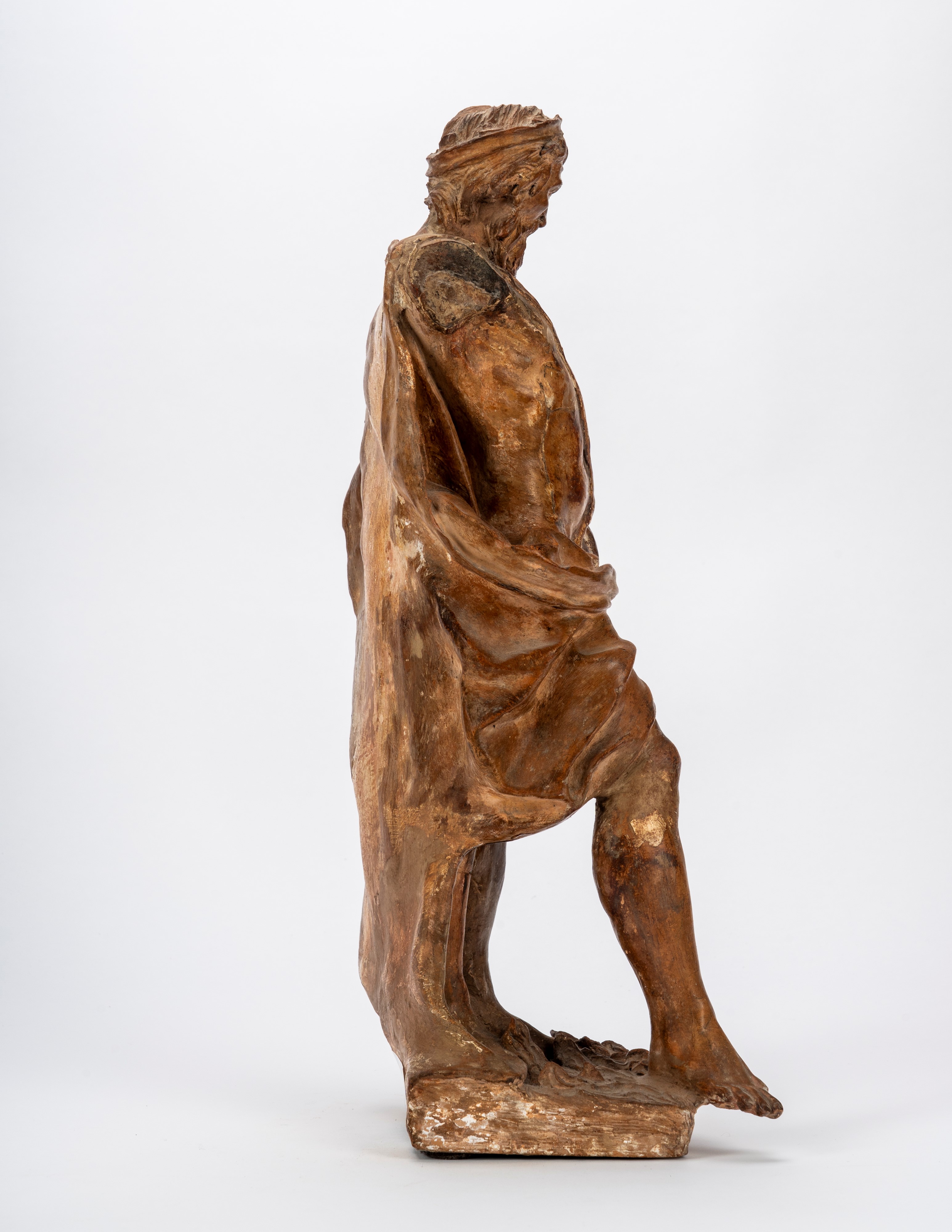 Possibile Veneto (sec. XVII-XVIII), Figura virile panneggiata in terracotta patinata