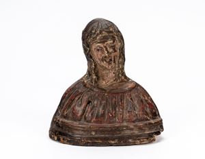 Busto della Vergine in terracotta policroma. Secolo XIX.