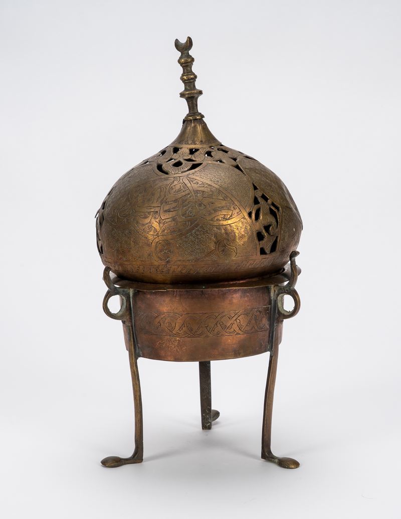 Incensiere in metallo, gusto siriano Mamluk (sec. XIX–XX)