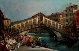 Venezia, carnevale sul Ponte di Rialto