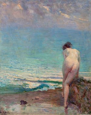 Nudo femminile sulla riva