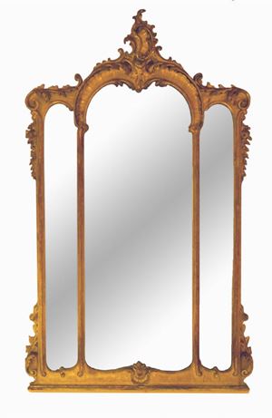 Mirror in gilded and carved wood, Naples late 19th century