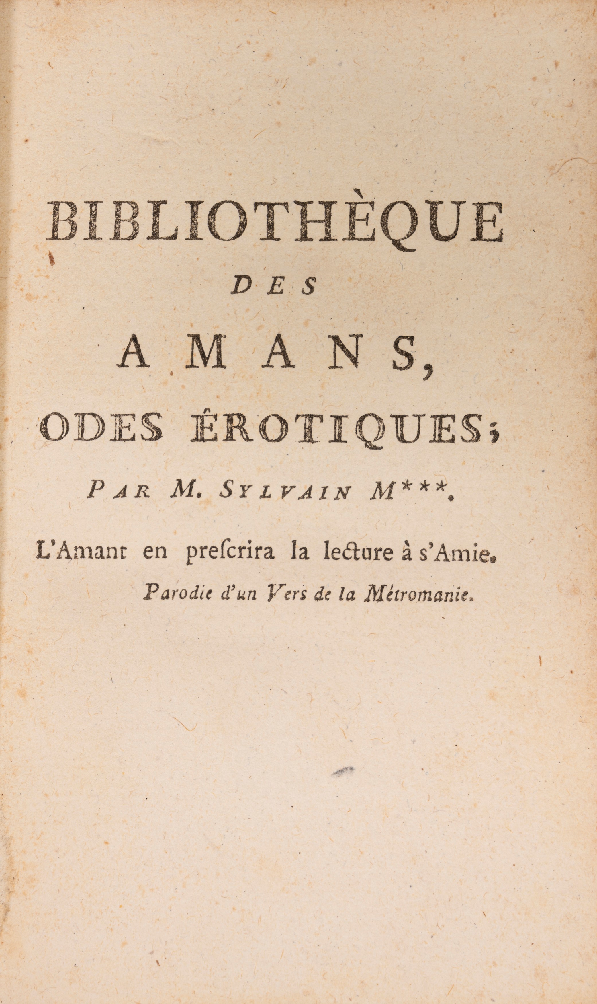 Sylvain Maréchal - Bibliothèque des Amans, odes érotiques
