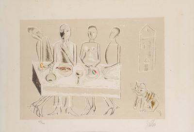 Banchetto, litografia a colori (es. 128/200)