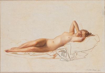Dormiente (tecnica mista su carta applicata su tela), 1980