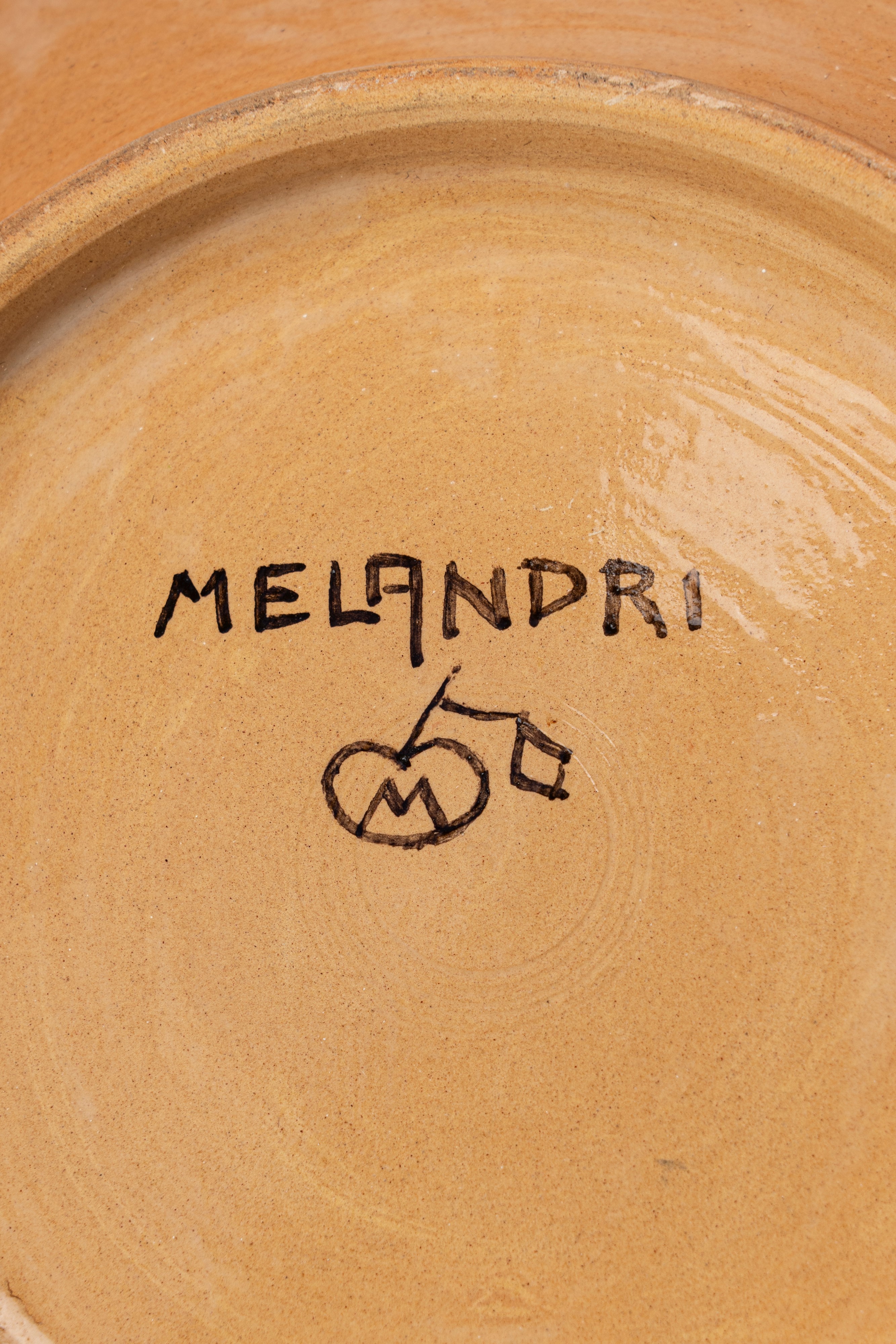 Pietro Melandri - Piatto in terracotta maiolicata con decoro policromo a rilievo