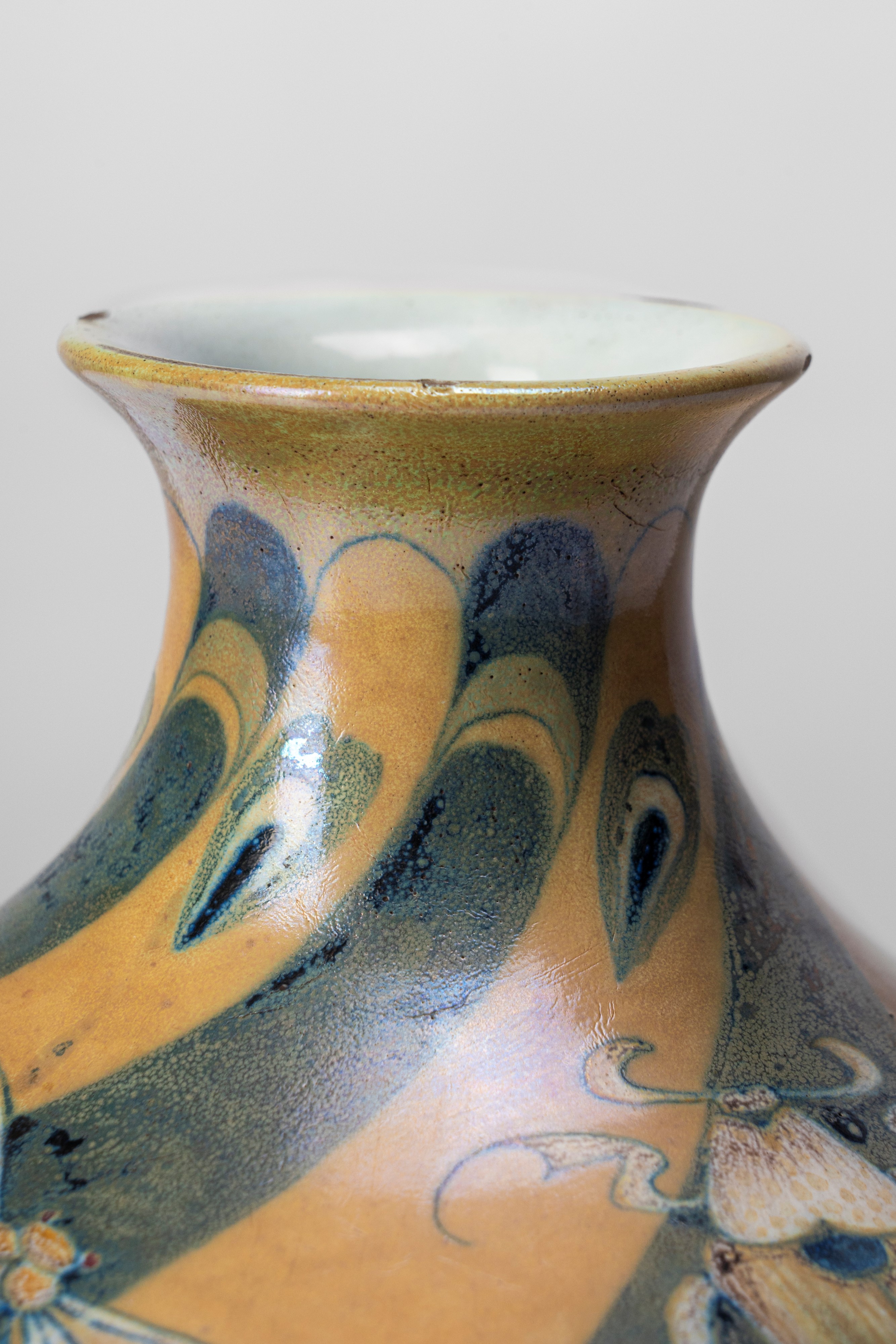 Galileo Chini - Vaso con libellule in ceramica