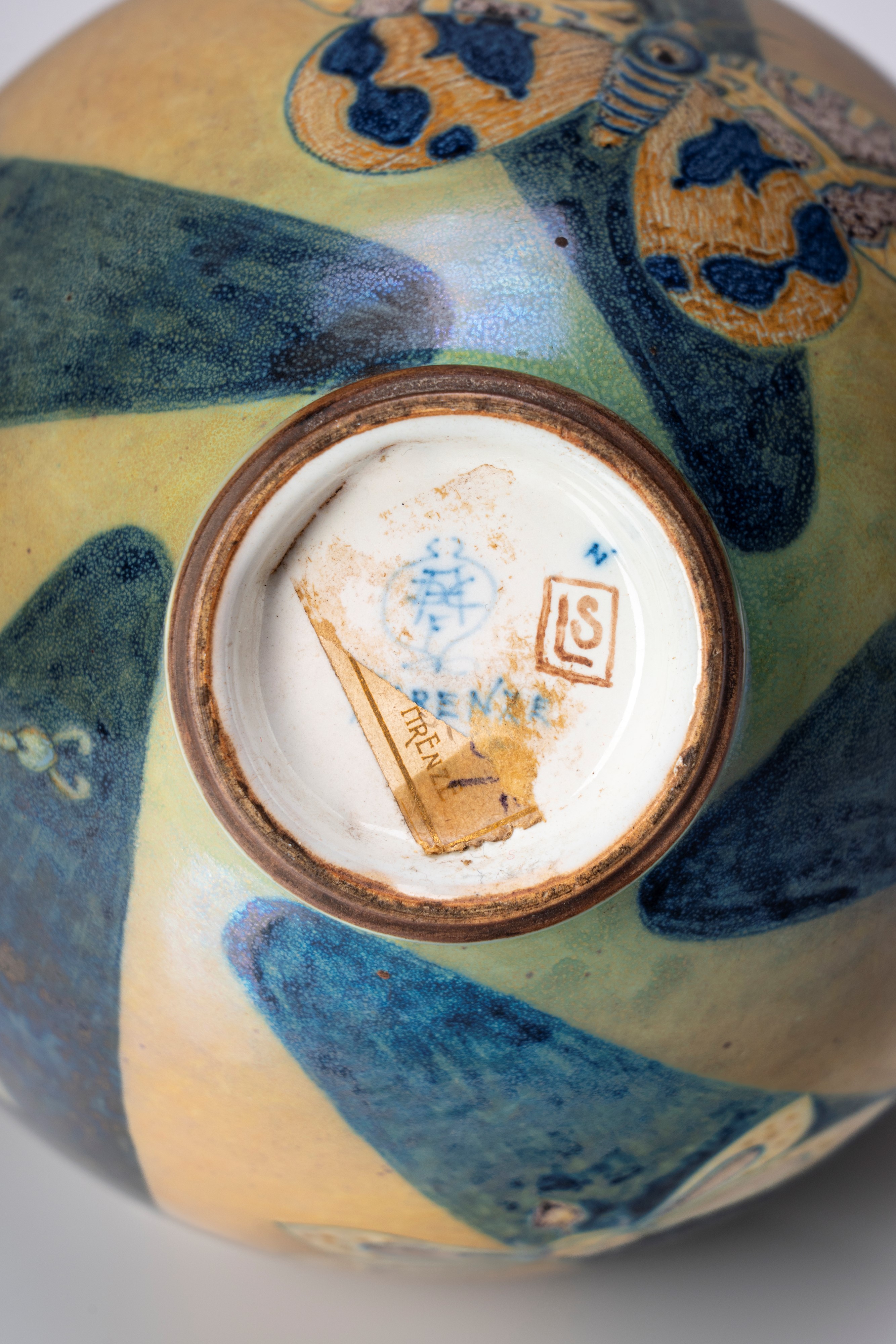 Galileo Chini - Vaso con libellule in ceramica