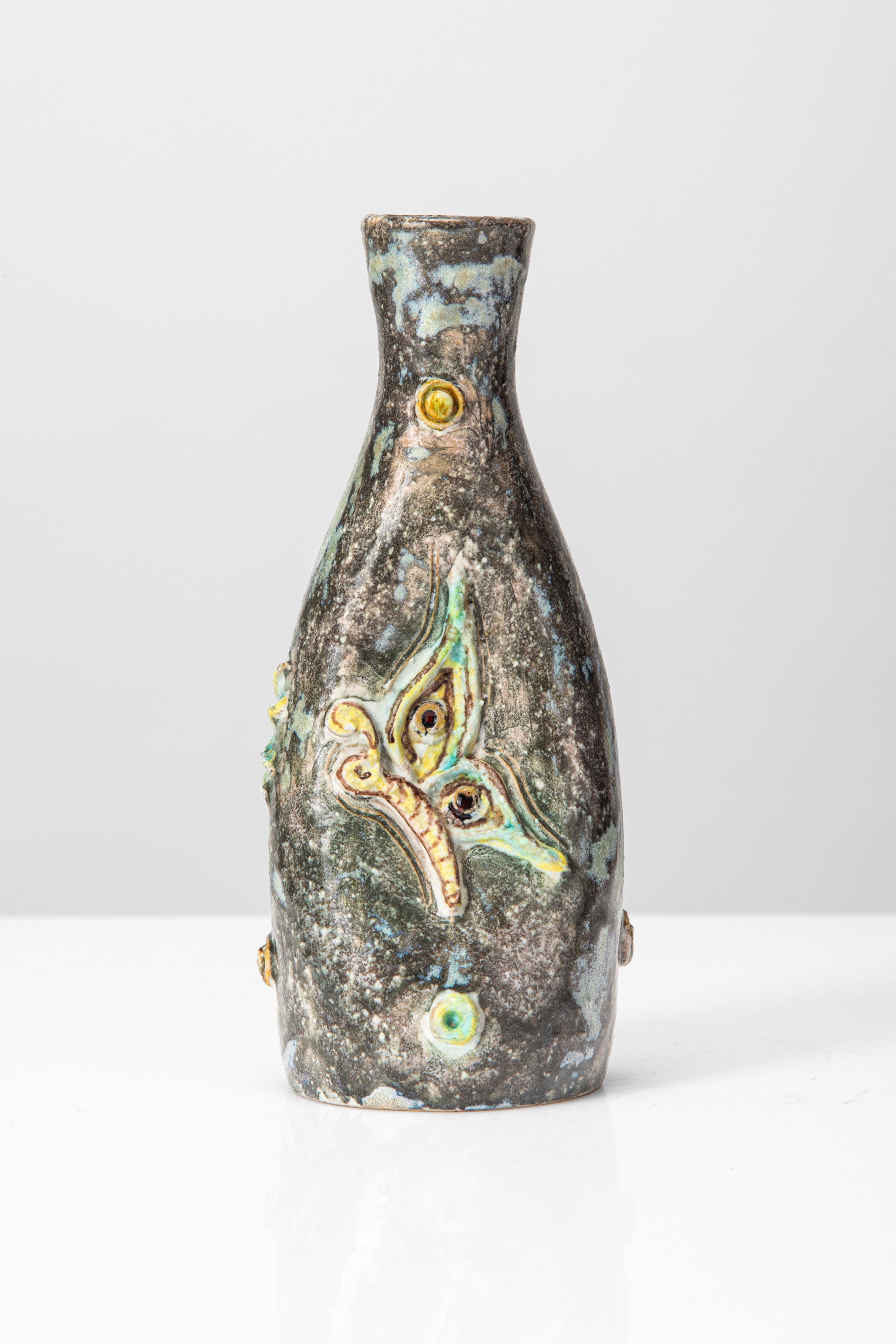 Umberto Zannoni - Coppia di vasi monofiore in ceramica smaltata