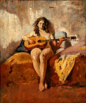 Nudo femminile con chitarra