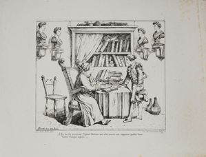 Edizione rara ed in barbe. Il Pinelli realizzò l'opera in pochi esemplari in preparazione di una nuova edizione illustrata dei Promessi Sposi che però non vide mai la luce con queste tavole. Questa serie litografica  costituiva una serie a sé, non finalizzata a illustrare il romanzo, ma ad essere piuttosto essa stessa il romanzo illustrato. Le tavole presentano stilemi, fisionomie, atteggiamenti desunti direttamente dal repertorio iconografico romanesco dell'artista. I Promessi Sposi