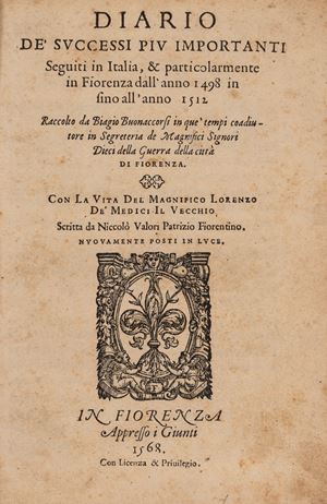 Diario de' successi pi&ugrave; importanti seguiti in Italia, & particolarmente in Fiorenza dall'anno 1498 in fino all'anno 1512