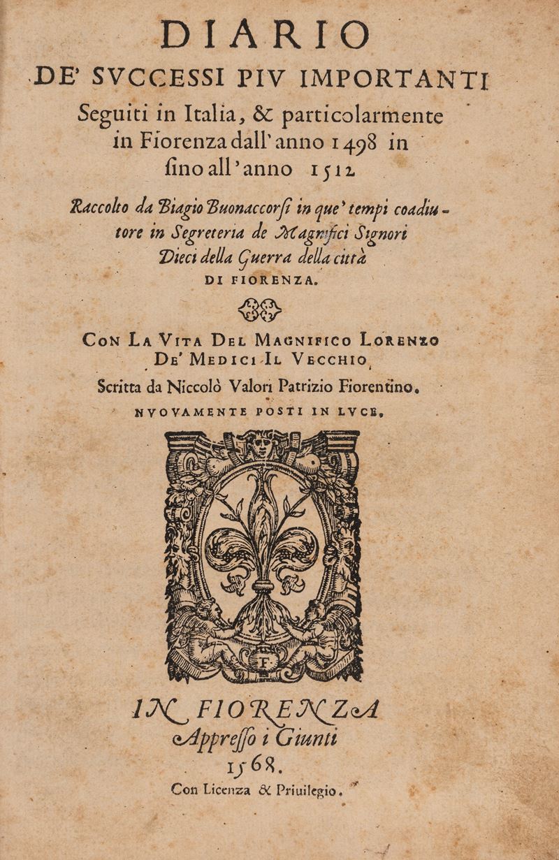 Diario de' successi più importanti seguiti in Italia, & particolarmente in Fiorenza dall'anno 149...