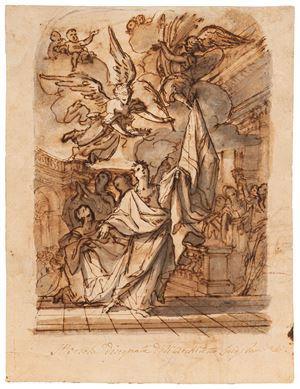 Saint Ursula (recto); Study for the decoration of a room in Palazzo Sciarra Colonna, Rome (verso)