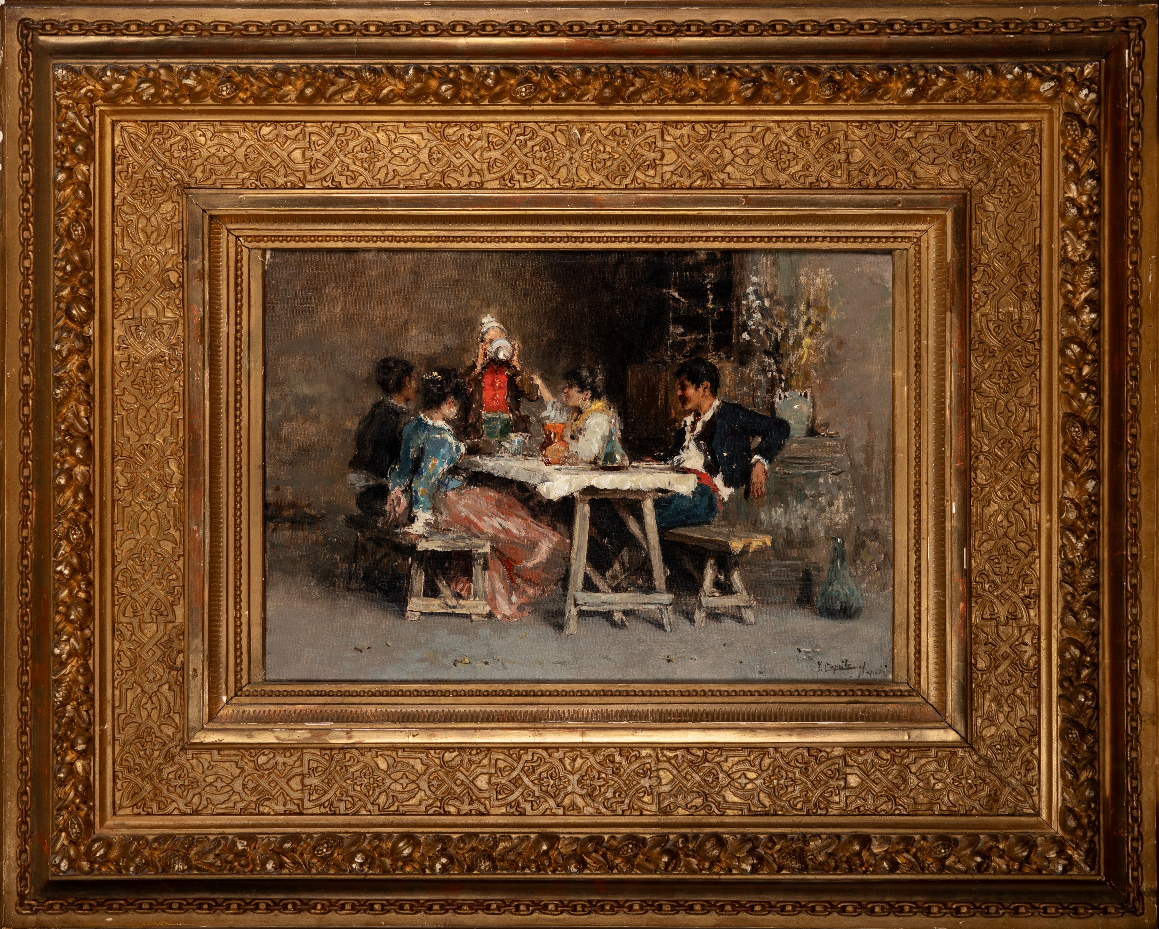 Vincenzo Caprile - Il pranzo, olio su tela