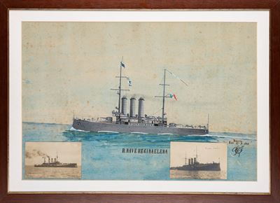 Acquarello, Profilo della Regia Nave “Regina Elena”, 1910